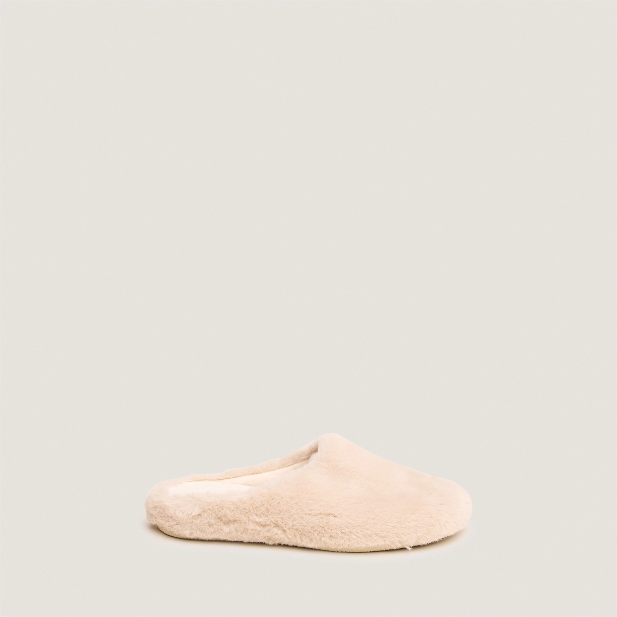 Slippers in beige fluffy fabric | JUDE
