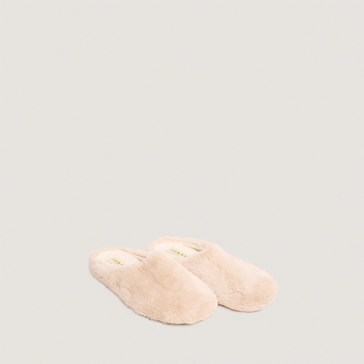 Slippers in beige fluffy fabric | JUDE
