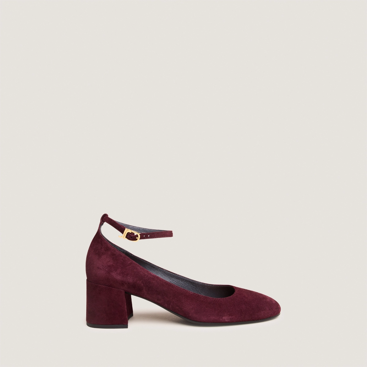 Mary Jane shoes with ankle strap in burgundy suede | DITTO