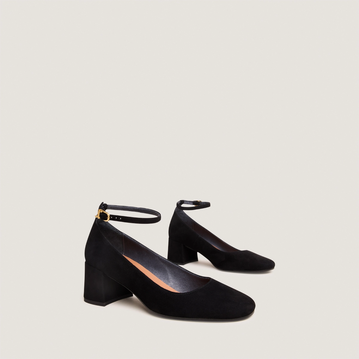 Mary Jane shoes with ankle strap in black suede | DITTO