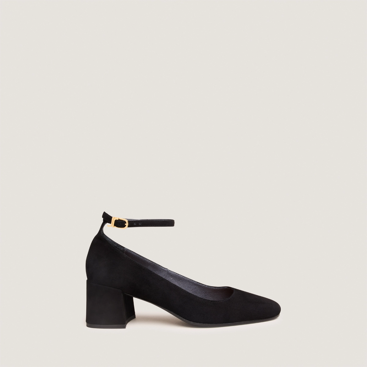 Mary Jane shoes with ankle strap in black suede | DITTO