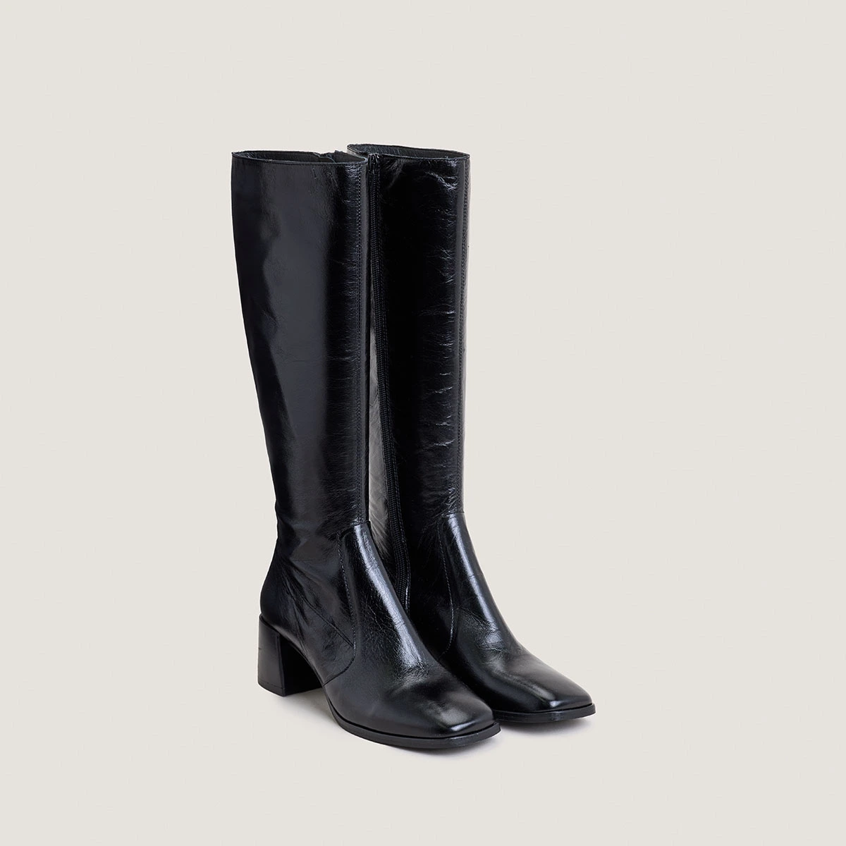 Square-toe boots in black split leather | ARGENTINE
