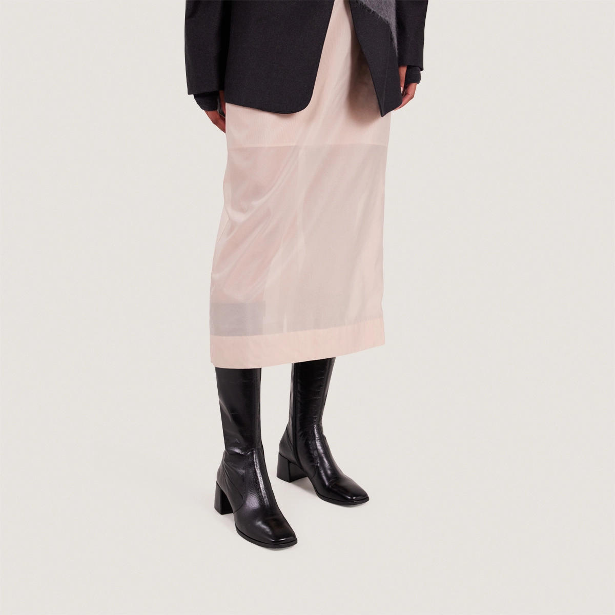 Square-toe boots in black split leather | ARGENTINE