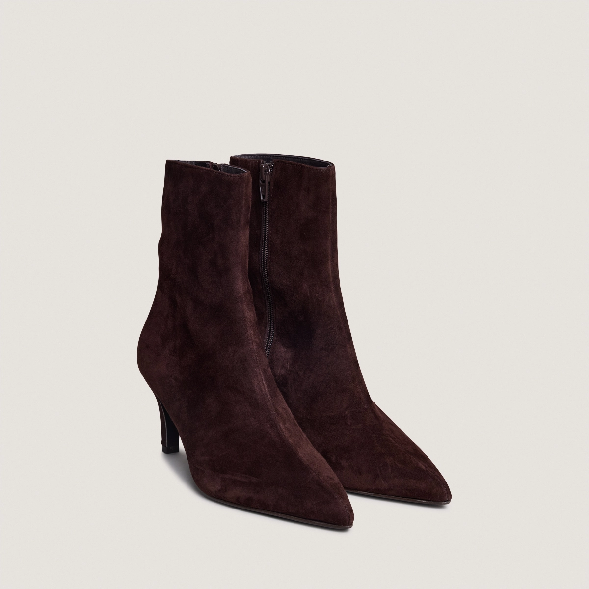 Stiletto-heel ankle boots in brown suede | DIEMINA