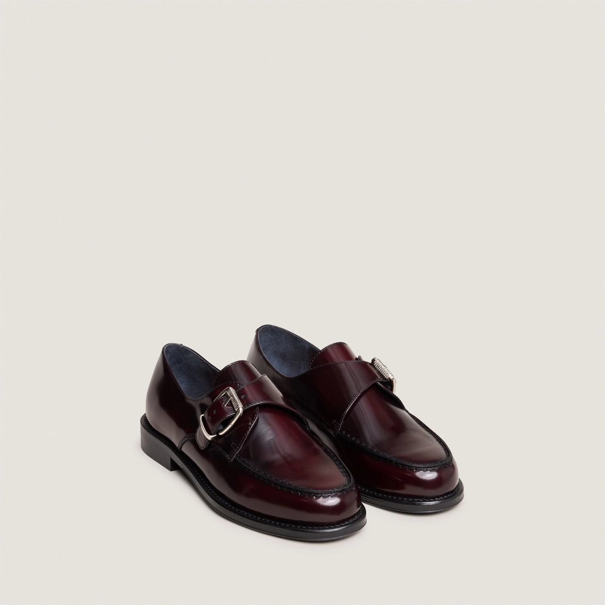 Buckle loafers in burgundy patinated leather | DIXA