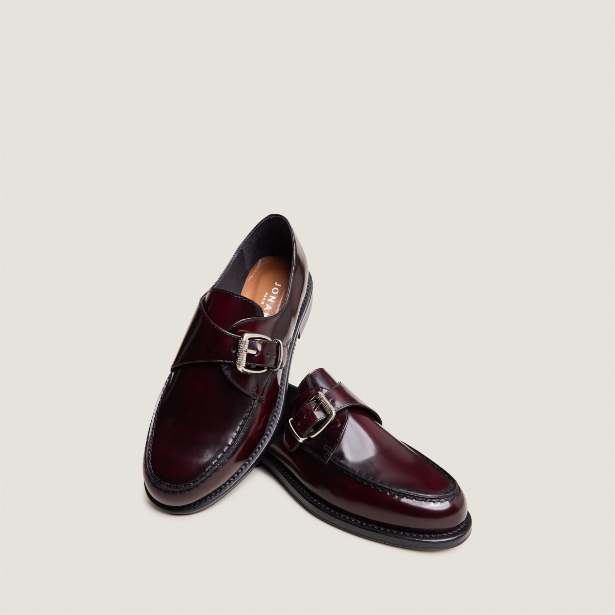Buckle loafers in burgundy patinated leather | DIXA