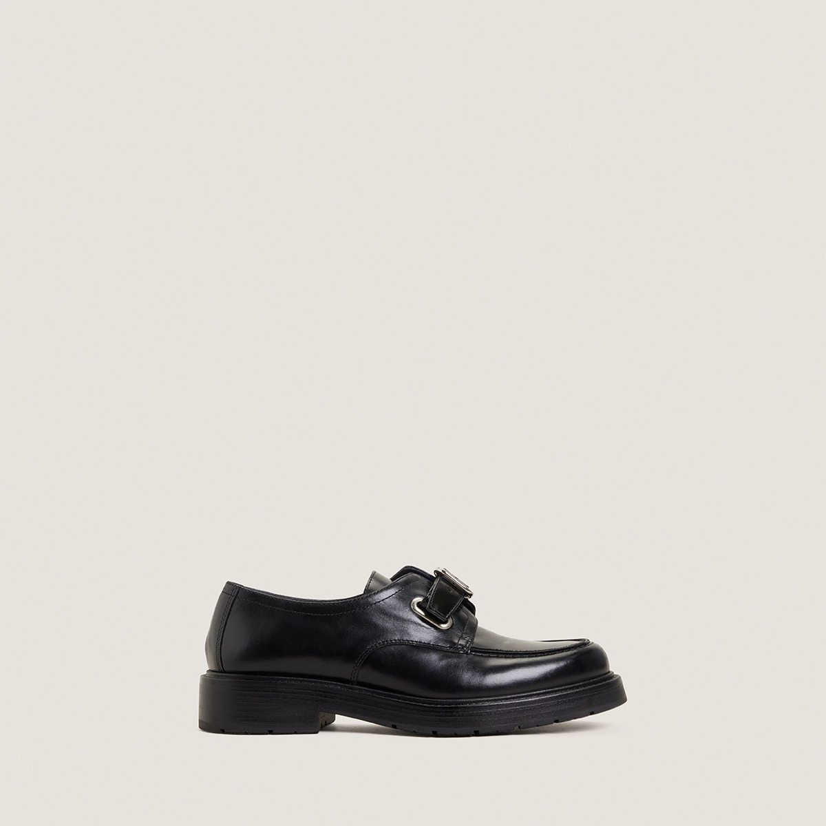 Round-toe loafers in black leather | DAVRIL