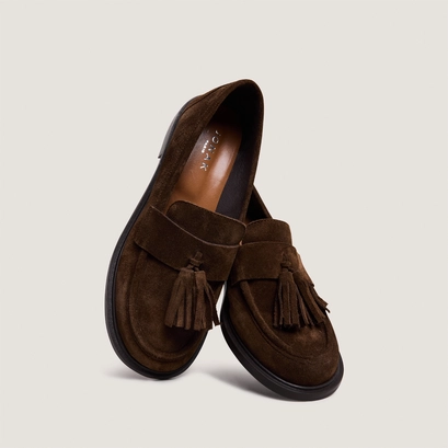 Loafers with tassels in brown suede | damande