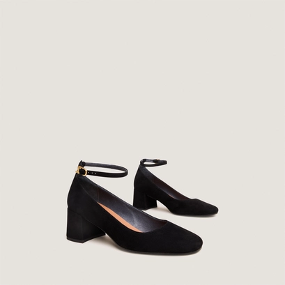 Mary jane shoes with ankle strap in black suede | ditto