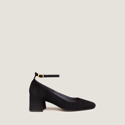 Mary jane shoes with ankle strap in black suede | ditto