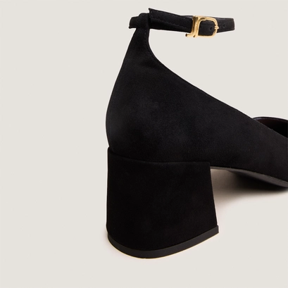 Mary jane shoes with ankle strap in black suede | ditto