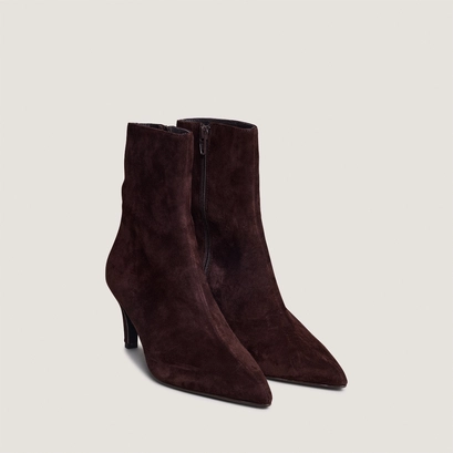 Stiletto-heel ankle boots in brown suede | diemina