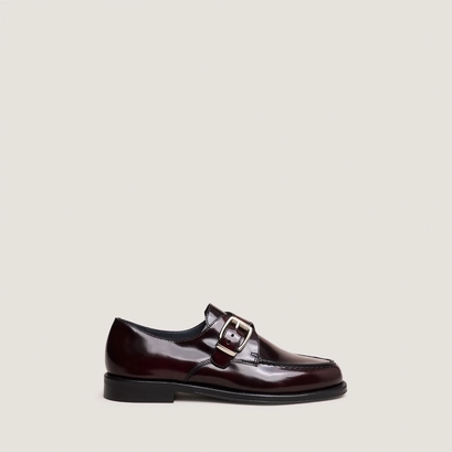 Buckle loafers in burgundy patinated leather | dixa