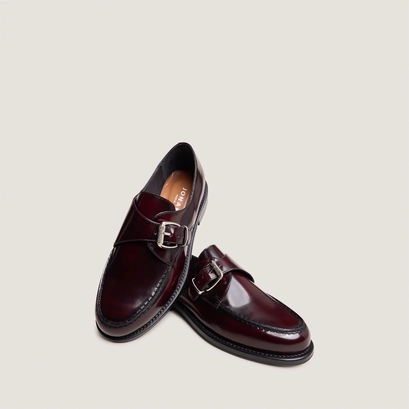Buckle loafers in burgundy patinated leather | dixa