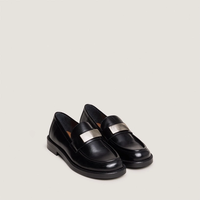 Round-toe loafers in black leather | danais