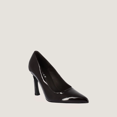 High pointed-toe pumps in black leather | deddy