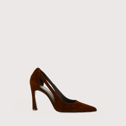 Pointed-toe pumps in brown velvet | dedgar