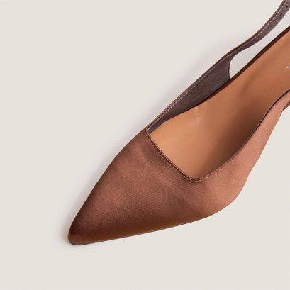 Slingback pumps in brown satin | diamantus