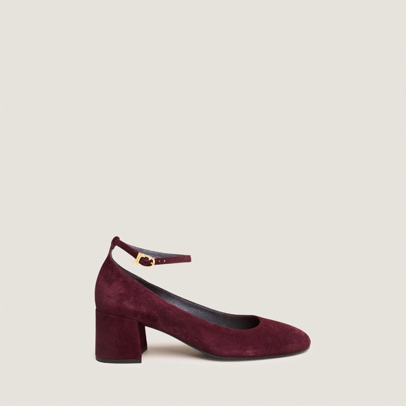 Mary Jane shoes with ankle strap in burgundy suede | DITTO