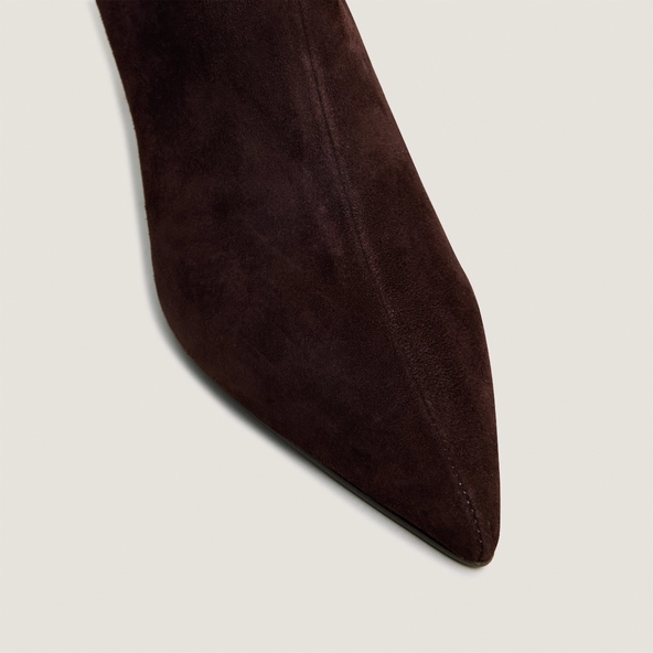 Stiletto-heel ankle boots in brown suede | DIEMINA