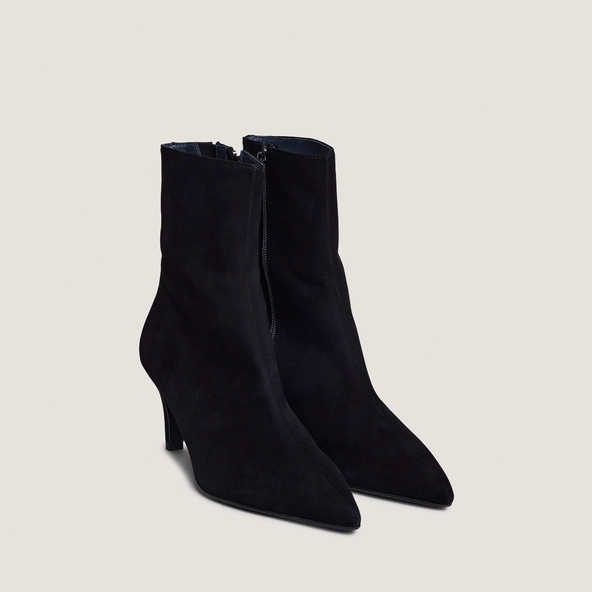 Stiletto-heel ankle boots in black suede | DIEMINA