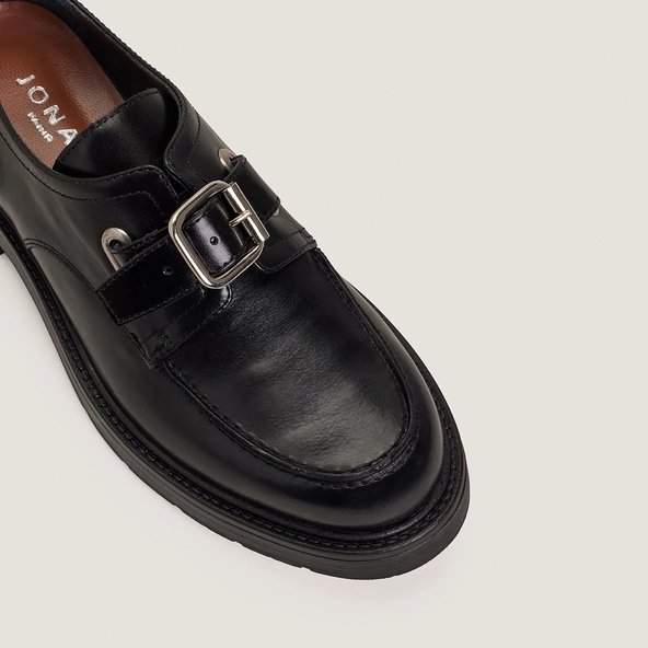 Round-toe loafers in black leather | DAVRIL