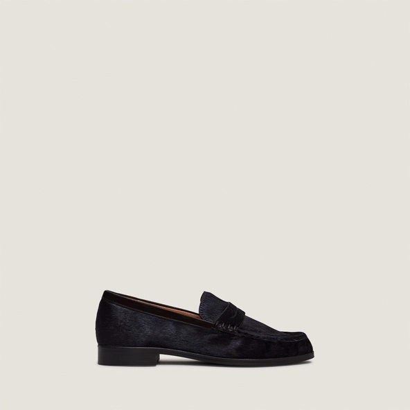 Almond-toe loafers in dark brown pony hair | DELICE