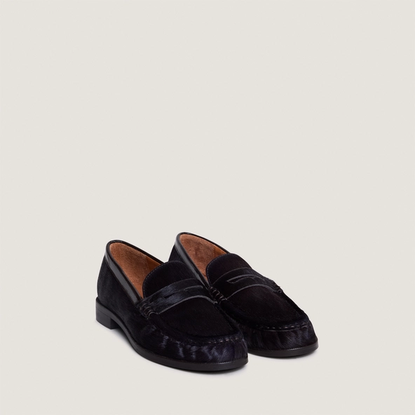 Almond-toe loafers in dark brown pony hair | DELICE