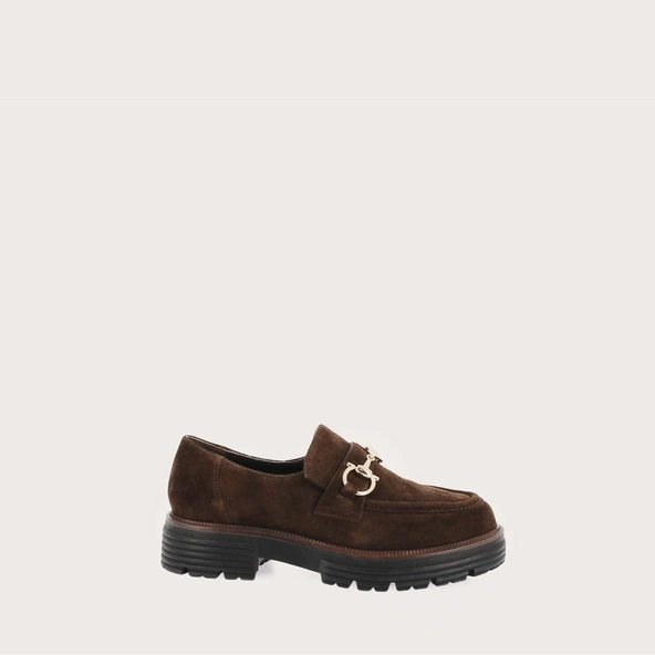 Horsebit loafers with lug soles in brown suede | ANTON