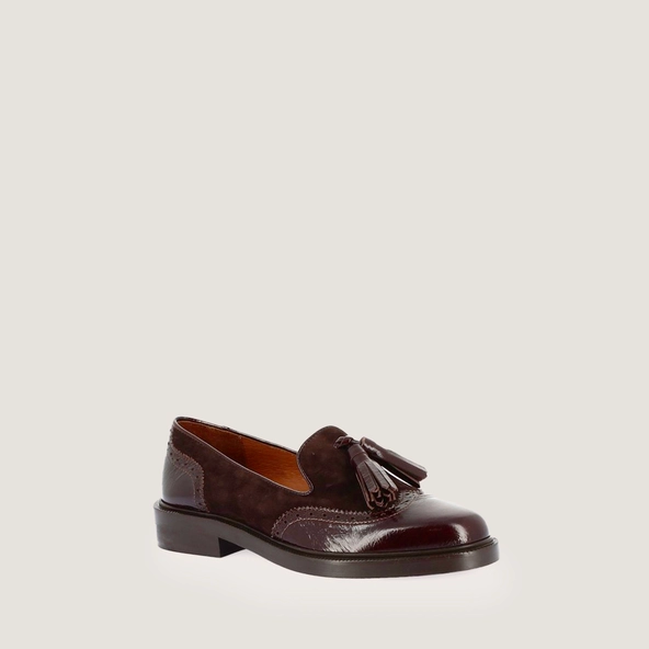 Tassel loafers in chocolate shiny leather and dark brown suede | DARTHUR