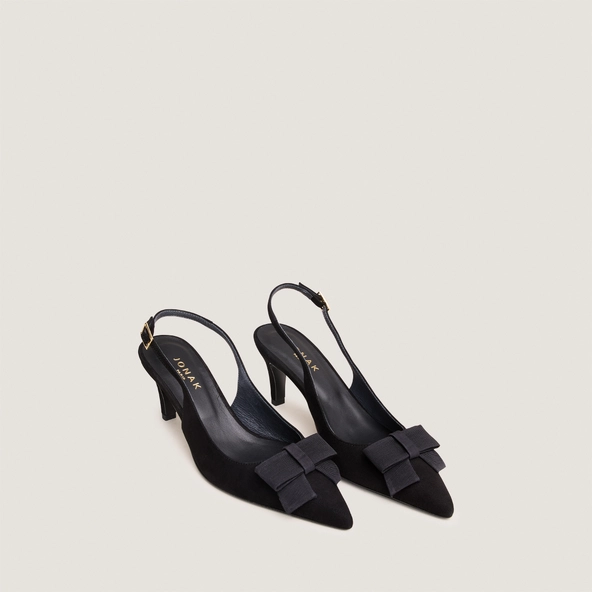 Slingback Pumps with Front Detail in black velvet | DAMELIE