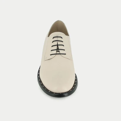 Beige leather derbies with studded sole | diantho