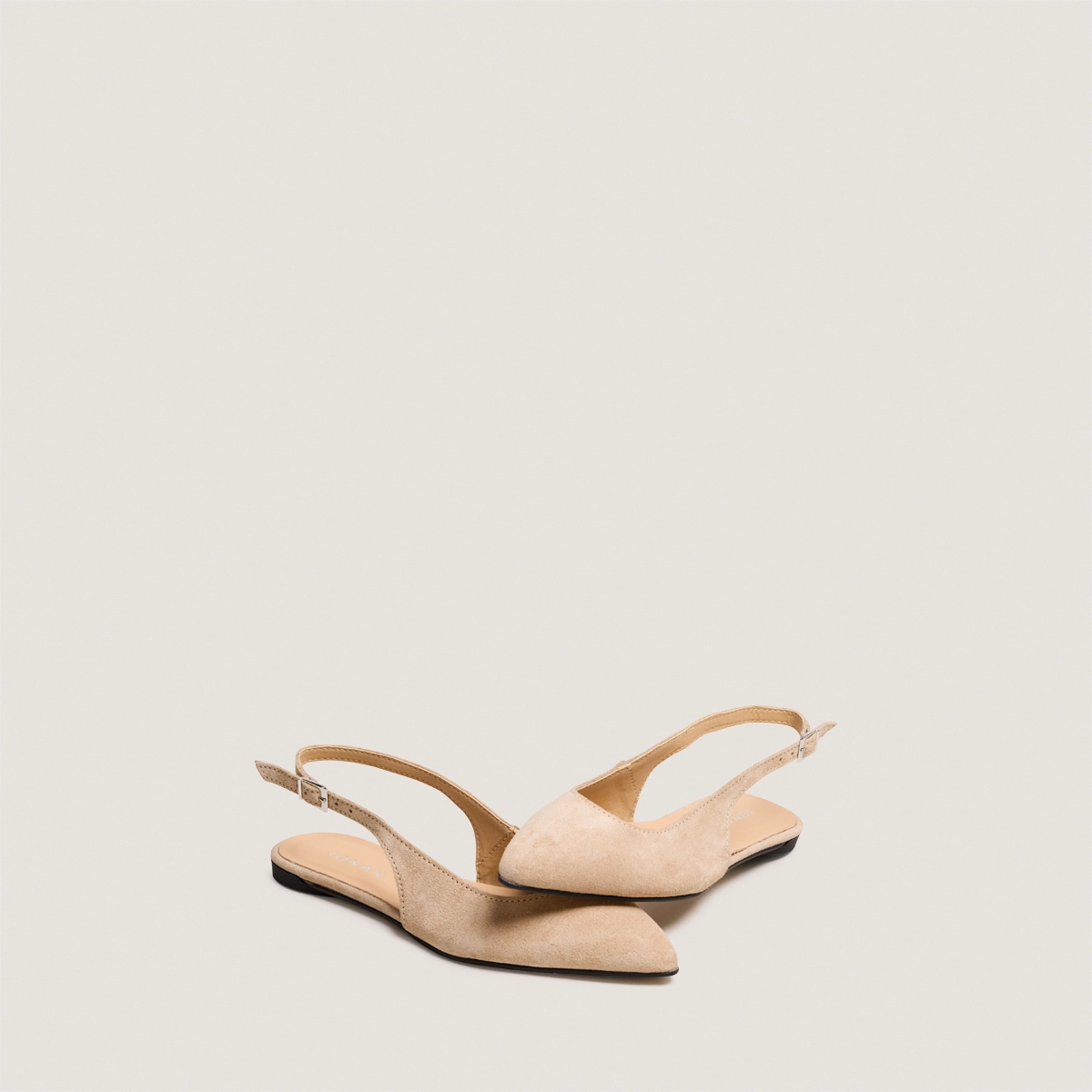 Slingback ballet flats in ivory split leather | NOA