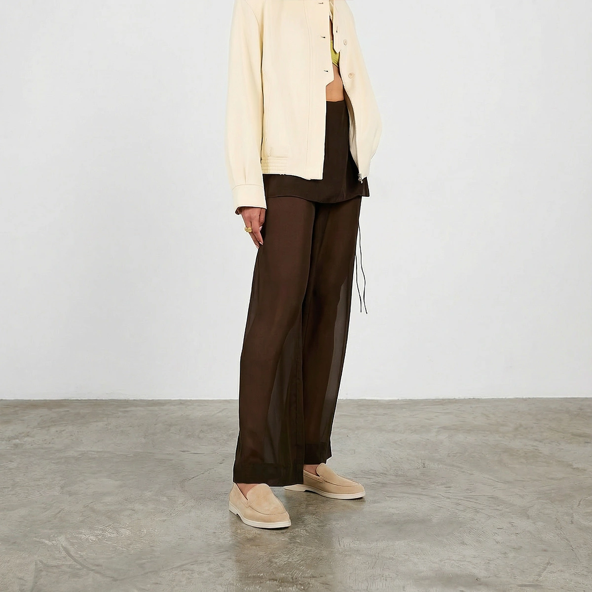 Loafers with soft uppers in ivory split leather | NORLANE