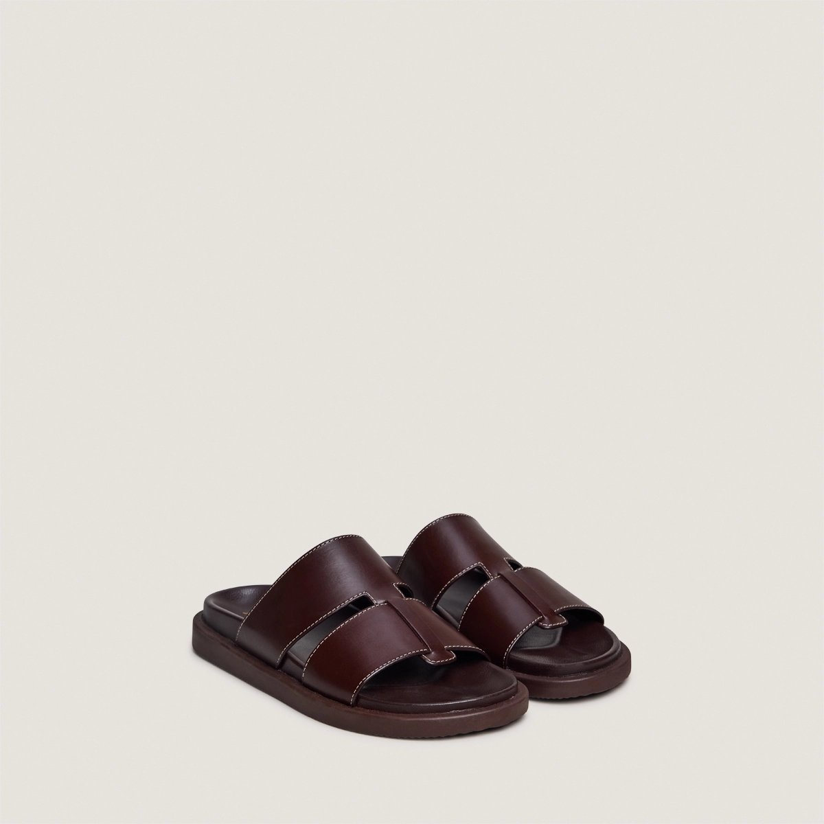 Open-toe mules in dark brown leather | WESTMINSTER
