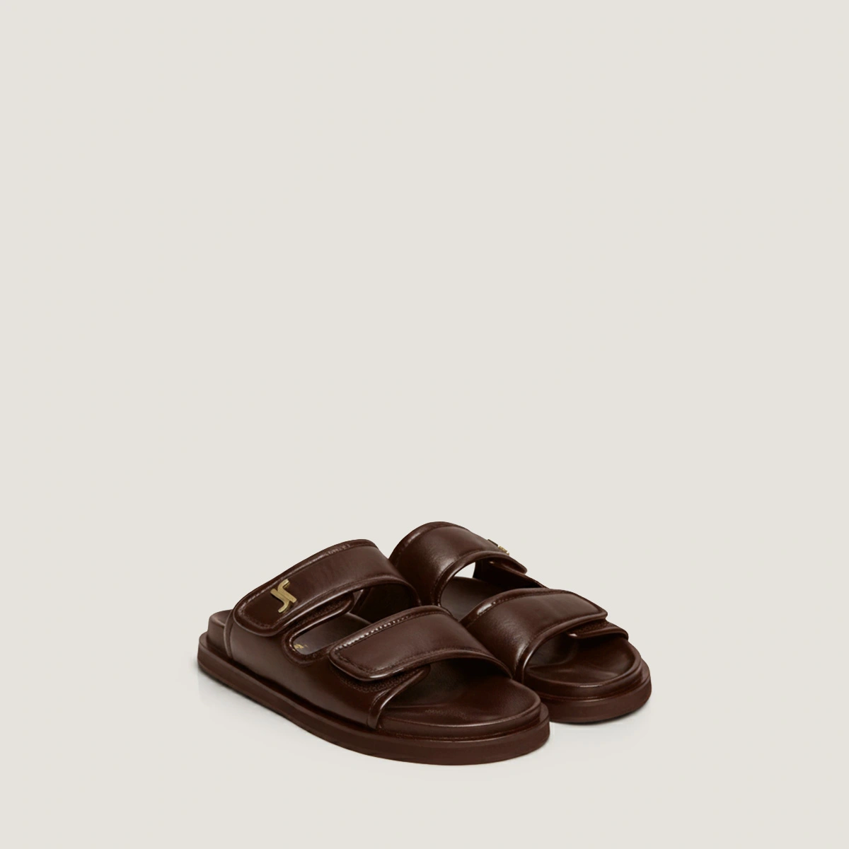 Monogrammed mules in dark brown leather | WIN