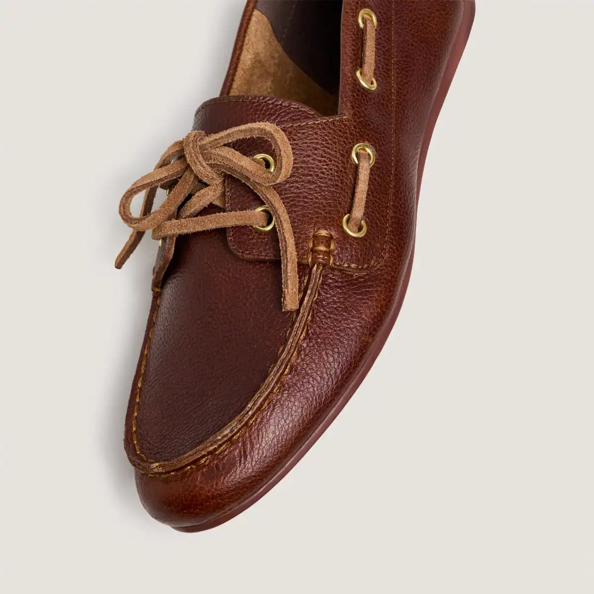 Lace-up loafers in cognac grained leather | TERESA