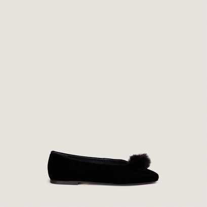 Tassel ballet flats in black velvet | dizon