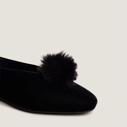 Tassel ballet flats in black velvet | dizon