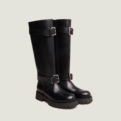 Slouchy boots in black leather | done