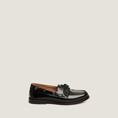 Loafers with laces in shiny black leather | aulga