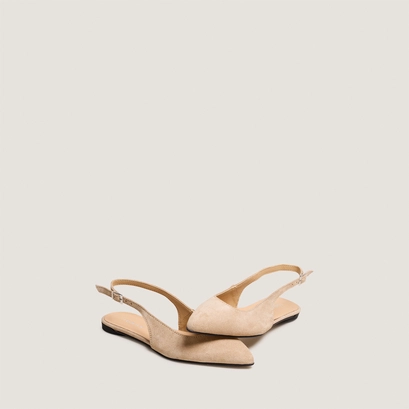 Slingback ballet flats in ivory split leather | noa