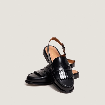 Open-back loafers in black glossy leather | AUDELLE