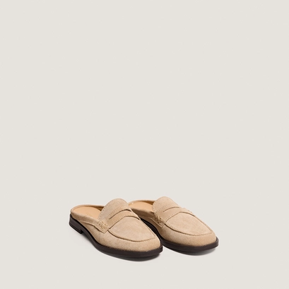 Open-back loafers in ivory split leather | nancy