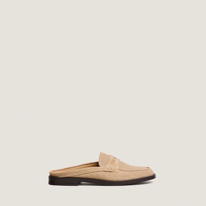 Open-back loafers in ivory split leather | nancy