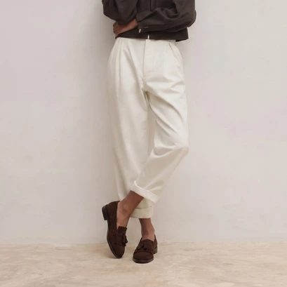 Tasseled loafers in dark brown split leather | nelle