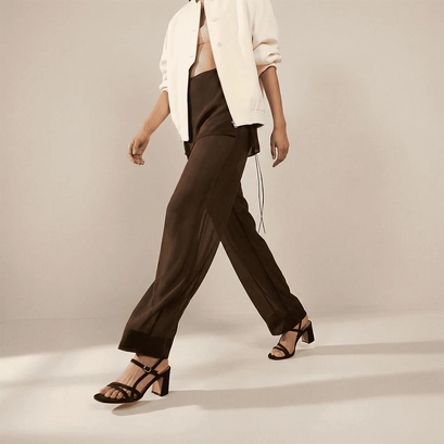 Strappy heeled sandals in brown suede | vicomte