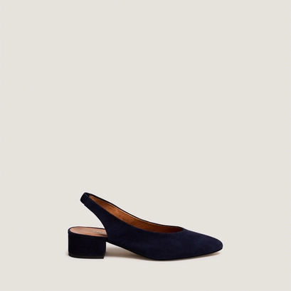 Ballet flats with open backs in navy suede | vince