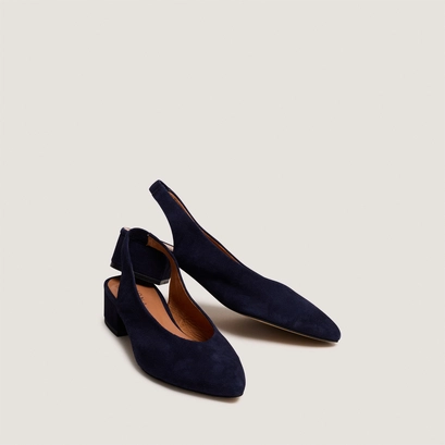 Ballet flats with open backs in navy suede | vince