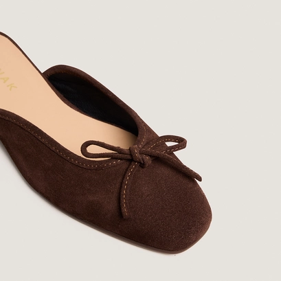 Laced mules in dark brown split leather | NICCOLO